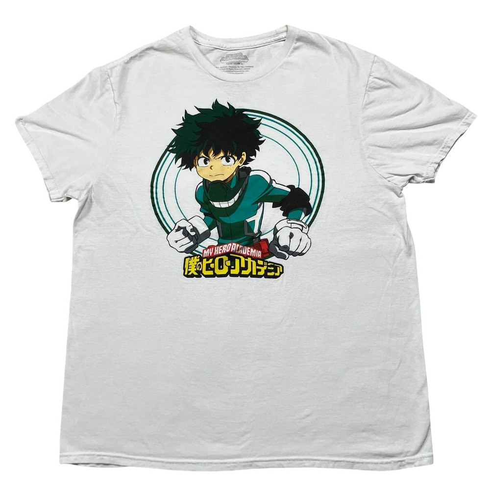 My Hero Academia Izuku Midoriya T Shirt Anime Manga Funimation White Size L